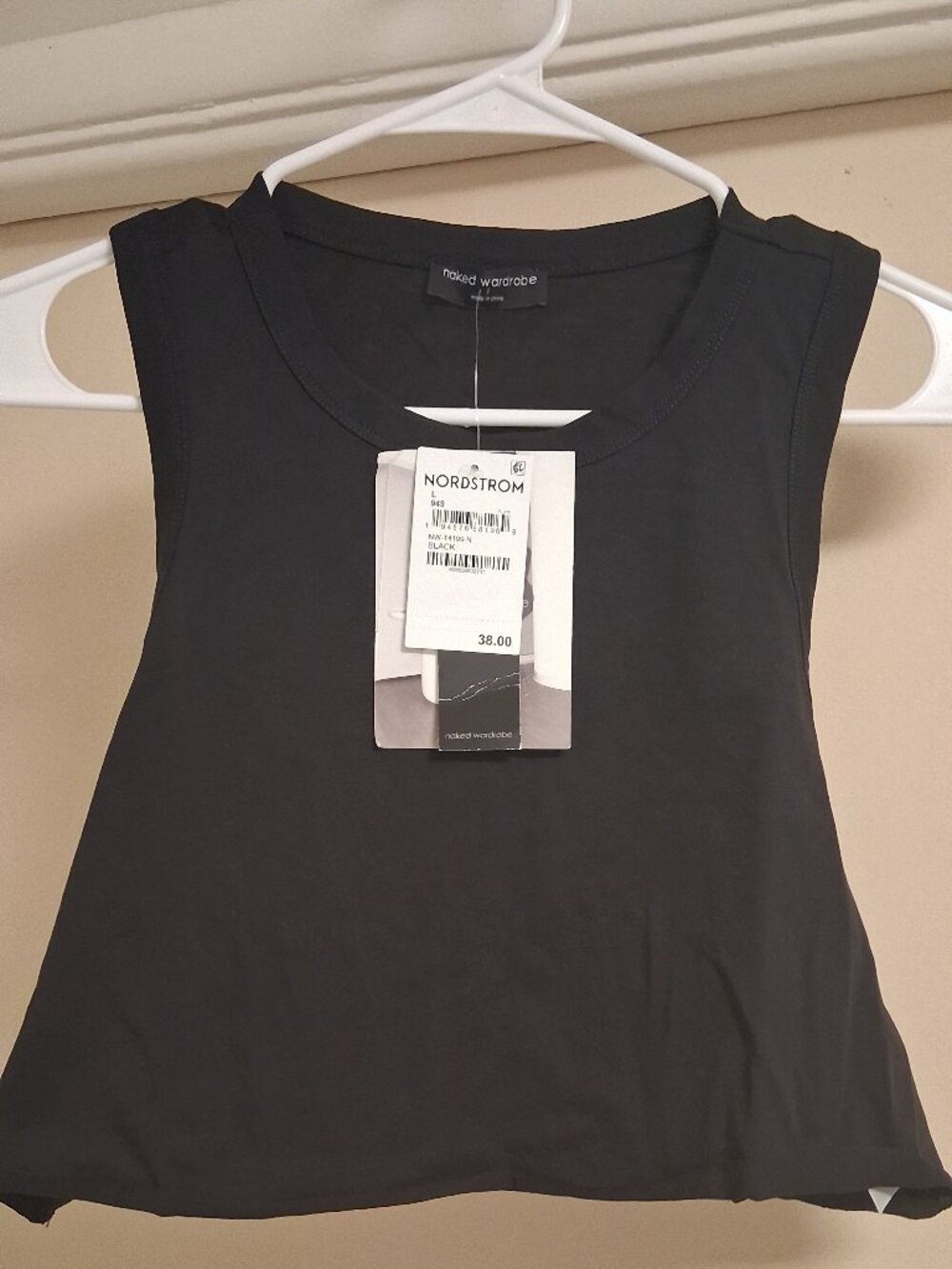 NWT Naked wardrobe 100% cotton crop top in black Size L